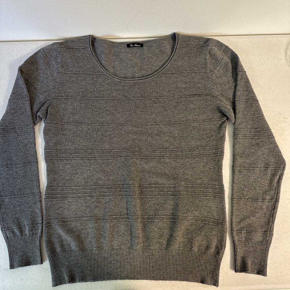 Vila Milano Gray Long Sleeve Sweater Women's Size Small Pullover Casual Sripe